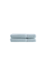 Set of Two Aqua Chevron Turkish Cotton 27" X 54" Bath Towels - HomeRoots - Flyclothing LLC