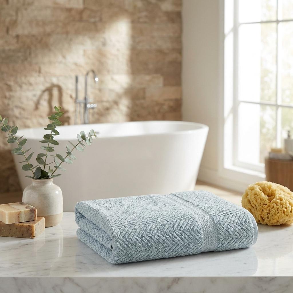 Set of Two Aqua Chevron Turkish Cotton 27" X 54" Bath Towels - HomeRoots - Flyclothing LLC