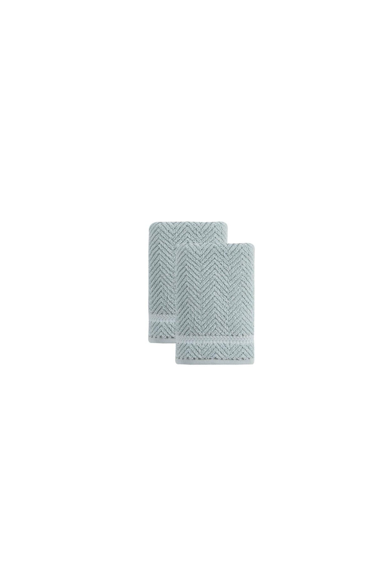 Set of Two Aqua Chevron Turkish Cotton 16" X 30" Hand Towels - HomeRoots - Flyclothing LLC