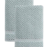 Set of Two Aqua Chevron Turkish Cotton 16" X 30" Hand Towels - HomeRoots - Flyclothing LLC