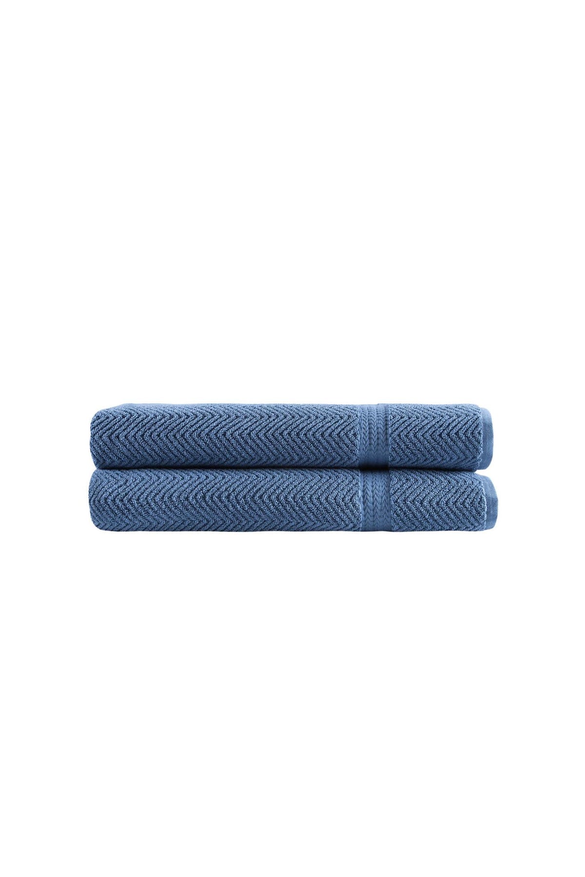 Set of Two Navy Blue Chevron Turkish Cotton 40" X 70" Bath Sheet - HomeRoots - Flyclothing LLC