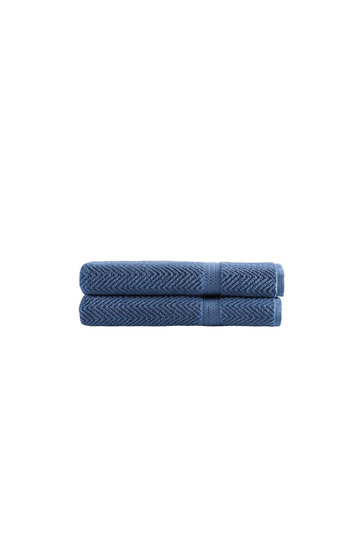 Set of Two Navy Blue Chevron Turkish Cotton 27" X 54" Bath Towels - HomeRoots - Flyclothing LLC