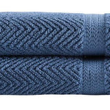 Set of Two Navy Blue Chevron Turkish Cotton 27" X 54" Bath Towels - HomeRoots - Flyclothing LLC