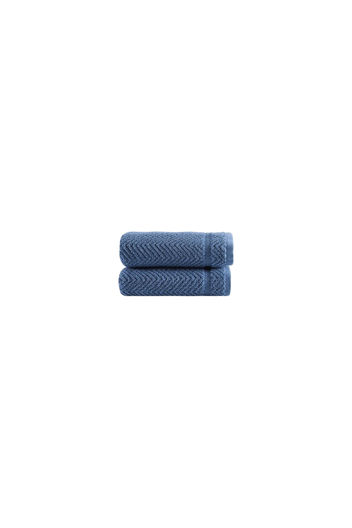 Set of Two Navy Blue Chevron Turkish Cotton 16" X 30" Hand Towels - HomeRoots - Flyclothing LLC
