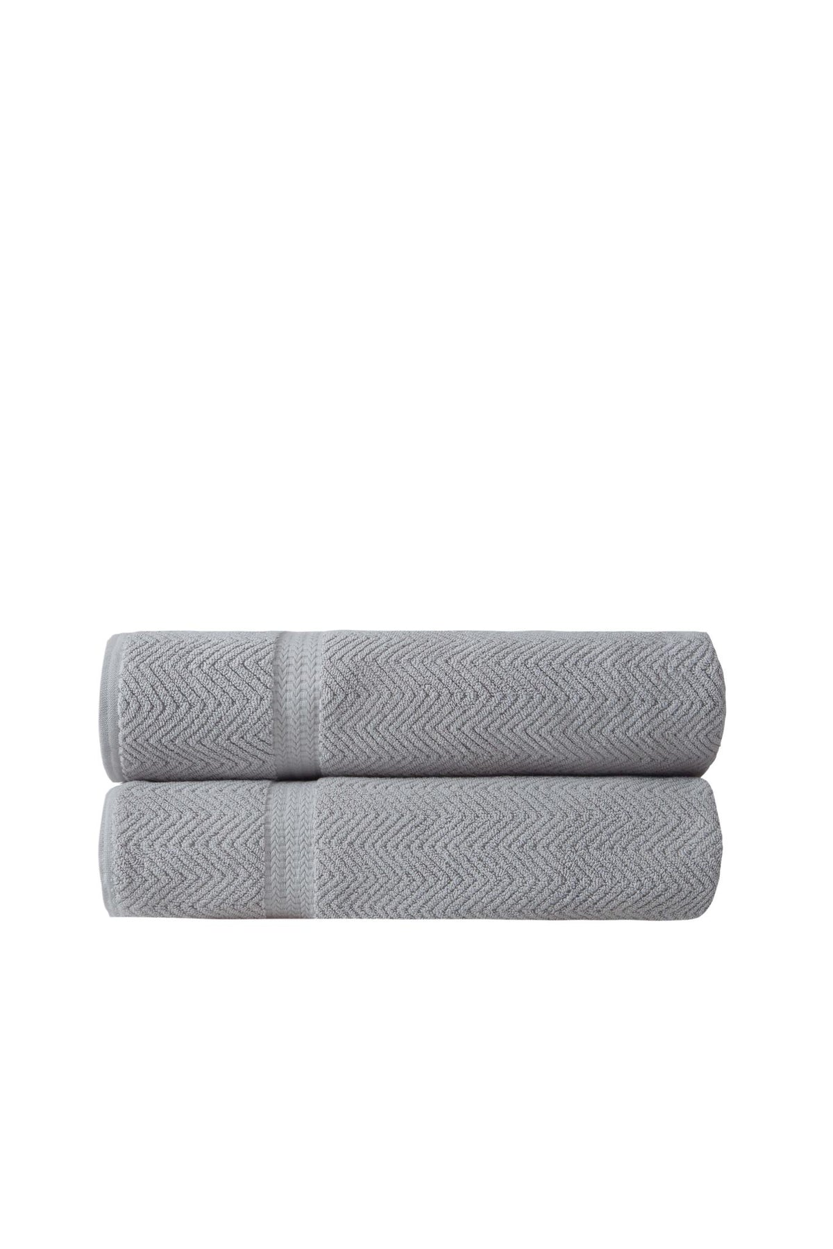 Set of Two Light Gray Chevron Turkish Cotton 40" X 70" Bath Sheet - HomeRoots - Flyclothing LLC