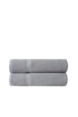 Set of Two Light Gray Chevron Turkish Cotton 40" X 70" Bath Sheet - HomeRoots - Flyclothing LLC