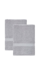 Set of Two Light Gray Chevron Turkish Cotton 27" X 54" Bath Towels - HomeRoots - Flyclothing LLC