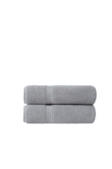 Set of Two Light Gray Chevron Turkish Cotton 27" X 54" Bath Towels - HomeRoots - Flyclothing LLC