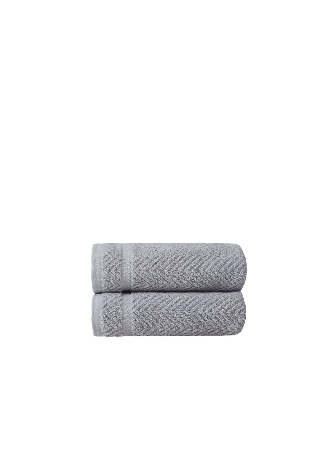 Set of Two Light Gray Chevron Turkish Cotton 16" X 30" Hand Towels - HomeRoots - Flyclothing LLC