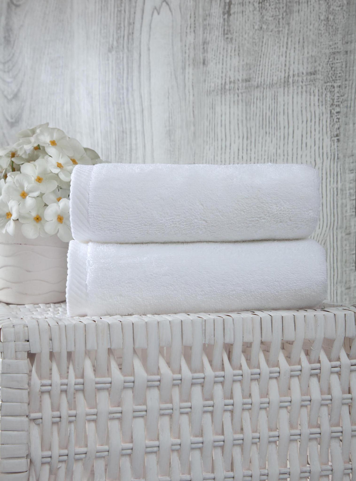 Set of Two White Turkish Cotton 16" X 30" Hand Towels - HomeRoots - Flyclothing LLC