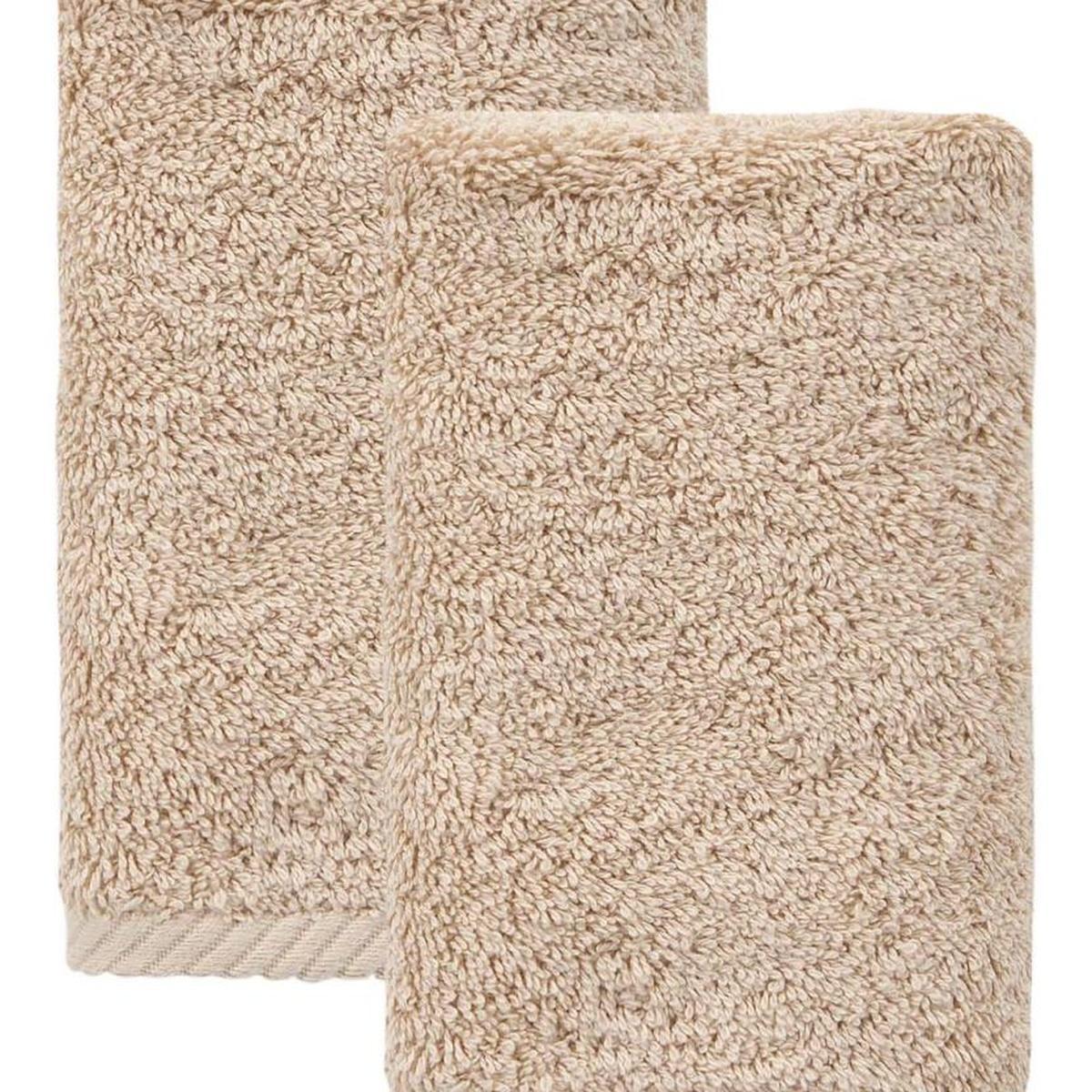 Set of Two Beige Turkish Cotton 16" X 30" Hand Towels - HomeRoots - Flyclothing LLC