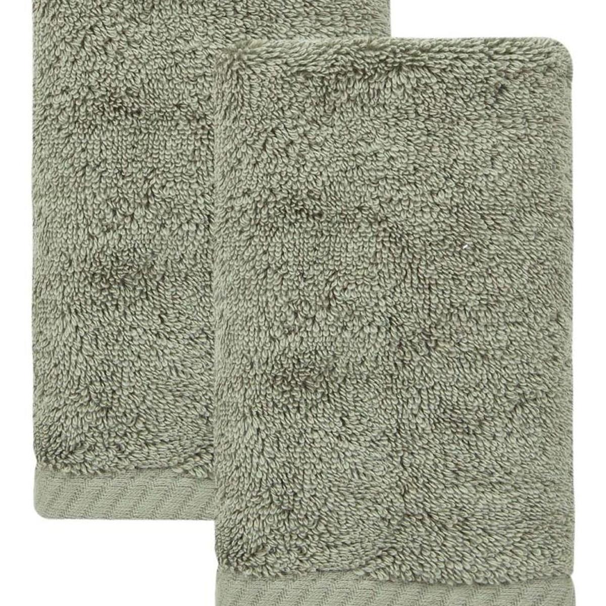 Set of Two Green Turkish Cotton 16" X 30" Hand Towels - HomeRoots - Flyclothing LLC