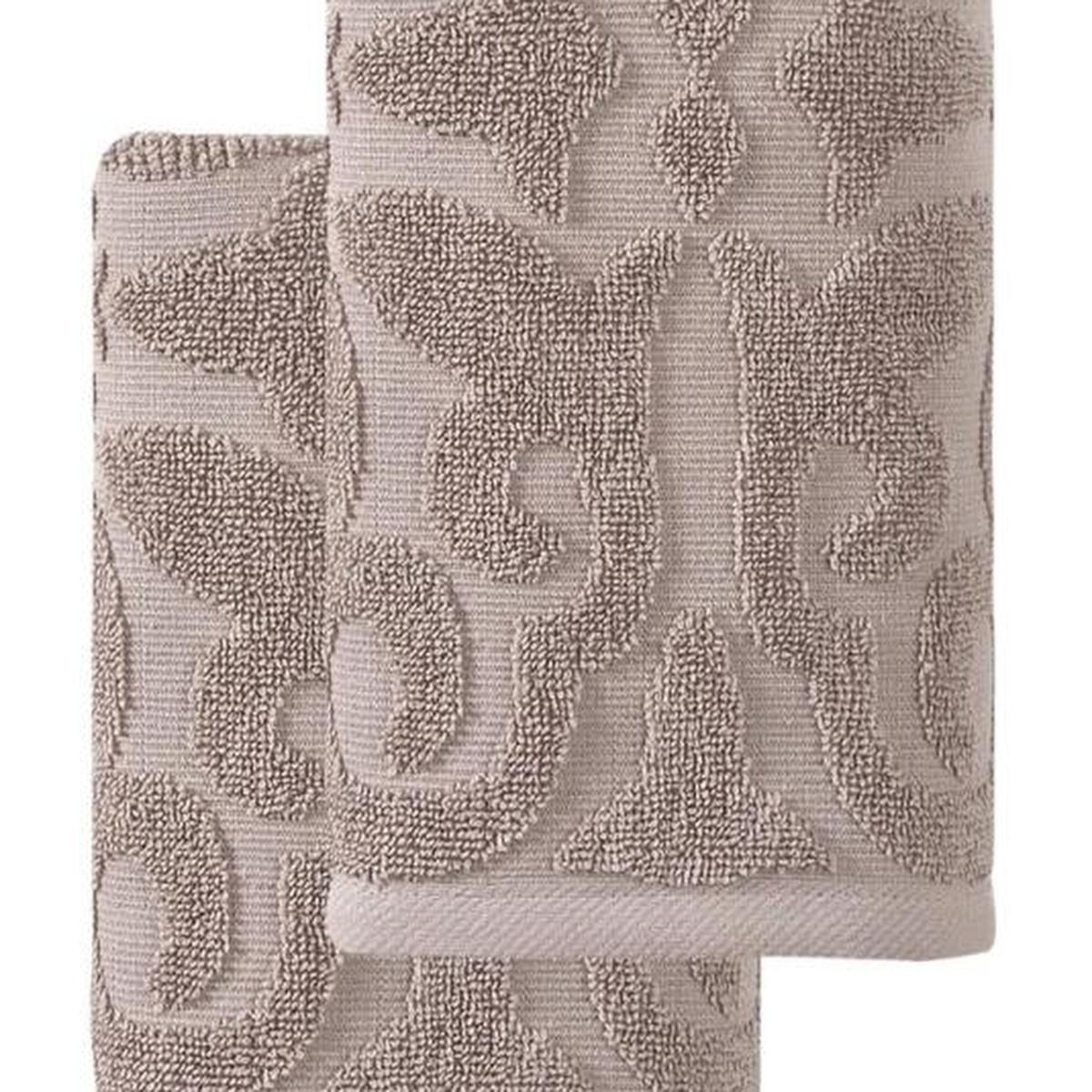 Set of Two Brown Floral Turkish Cotton 16" X 30" Hand Towels - HomeRoots - Flyclothing LLC