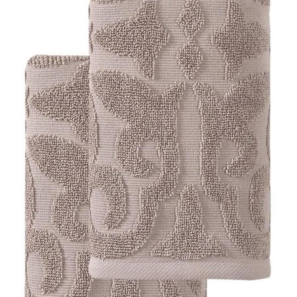 Set of Two Brown Floral Turkish Cotton 16" X 30" Hand Towels - HomeRoots - Flyclothing LLC