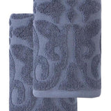 Set of Two Navy Blue Floral Turkish Cotton 16" X 30" Hand Towels - HomeRoots - Flyclothing LLC