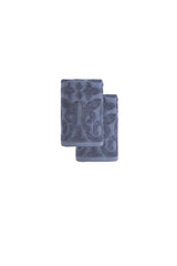 Set of Two Navy Blue Floral Turkish Cotton 16" X 30" Hand Towels - HomeRoots - Flyclothing LLC