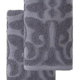 Set of Two Dark Gray Floral Turkish Cotton 16" X 30" Hand Towels - HomeRoots - Flyclothing LLC
