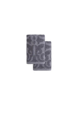 Set of Two Dark Gray Floral Turkish Cotton 16" X 30" Hand Towels - HomeRoots - Flyclothing LLC