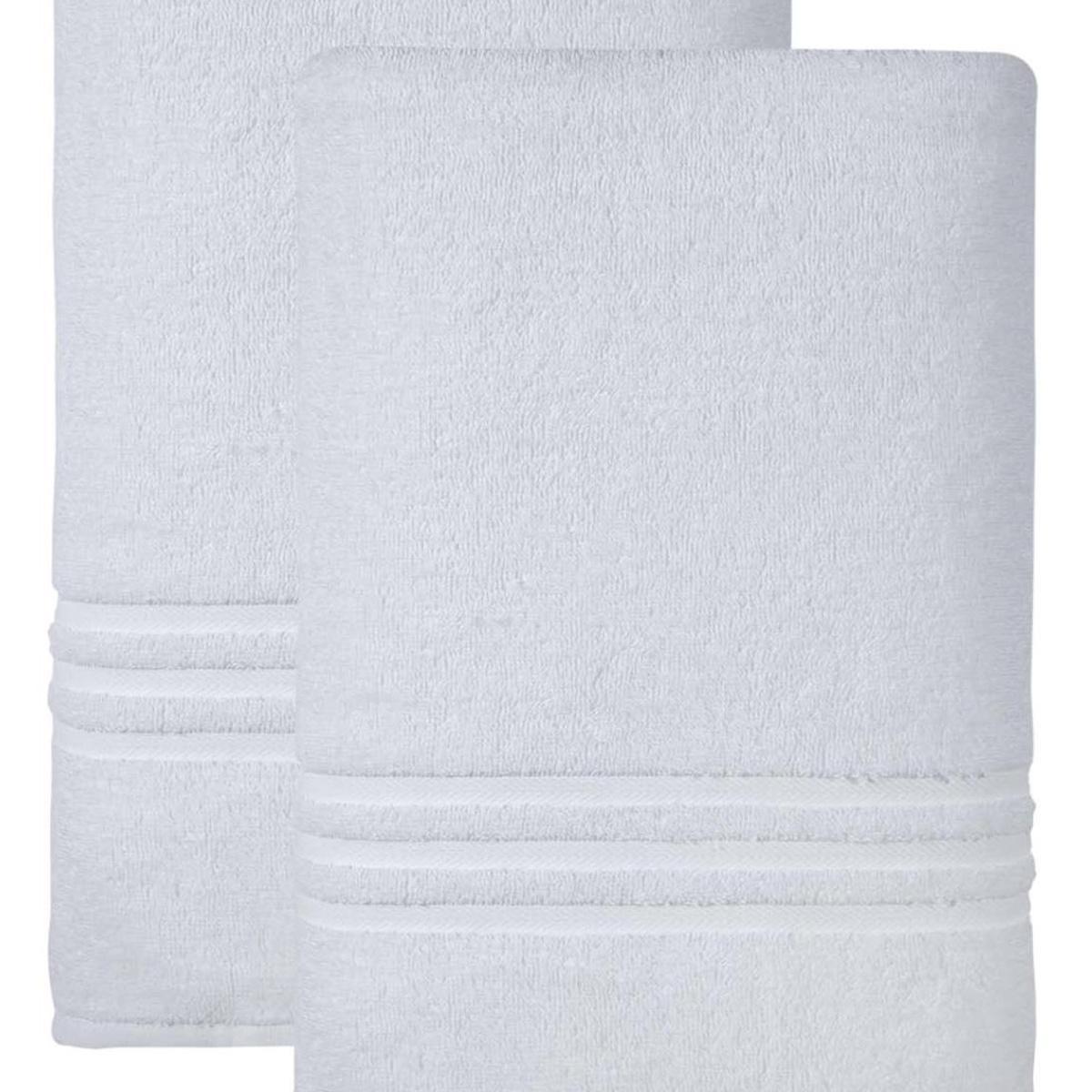 Set of Two White Turkish Cotton 35" X 66" Bath Sheet - HomeRoots - Flyclothing LLC