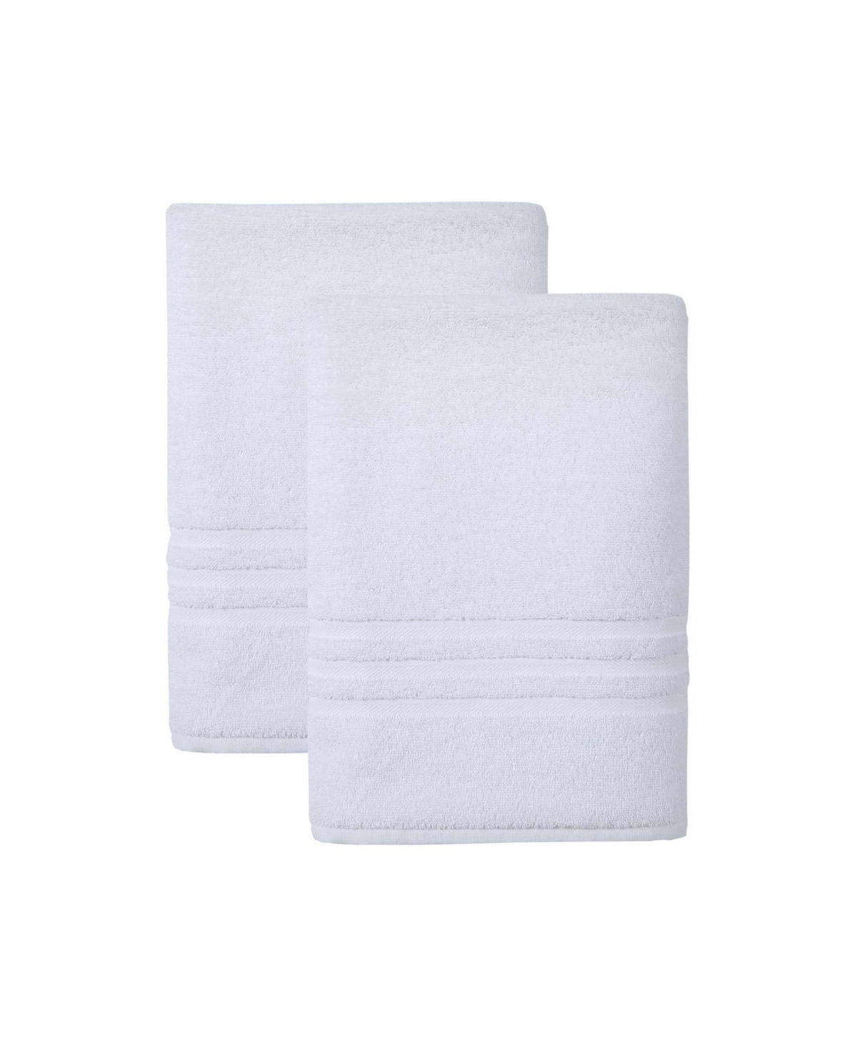 Set of Two White Turkish Cotton 27" X 54" Bath Towels - HomeRoots - Flyclothing LLC