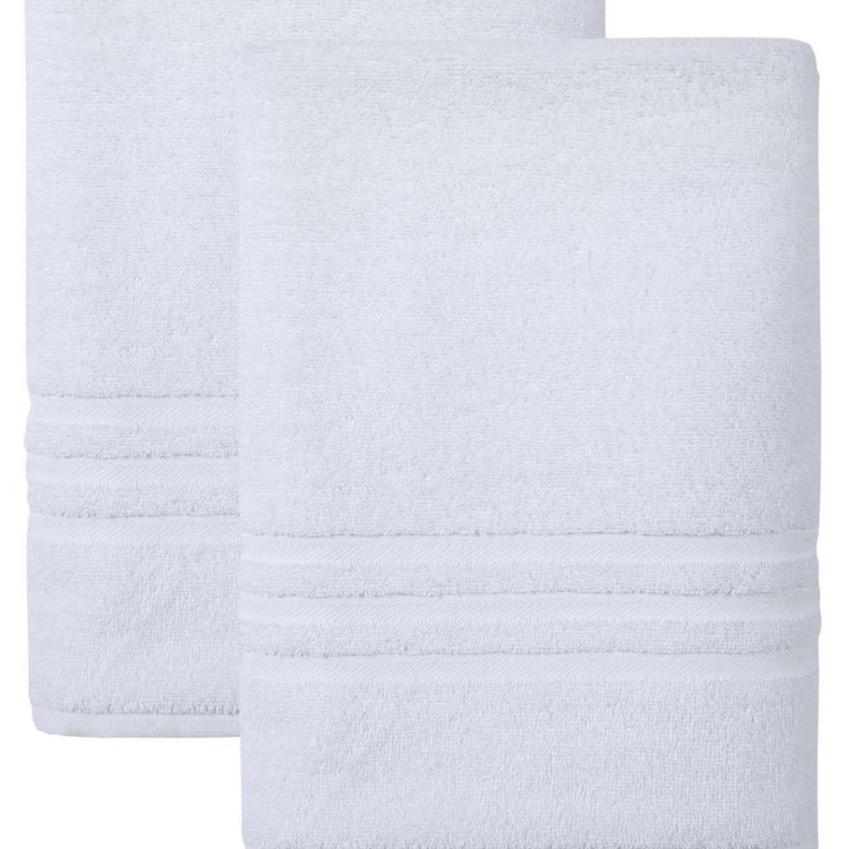 Set of Two White Turkish Cotton 27" X 54" Bath Towels - HomeRoots - Flyclothing LLC