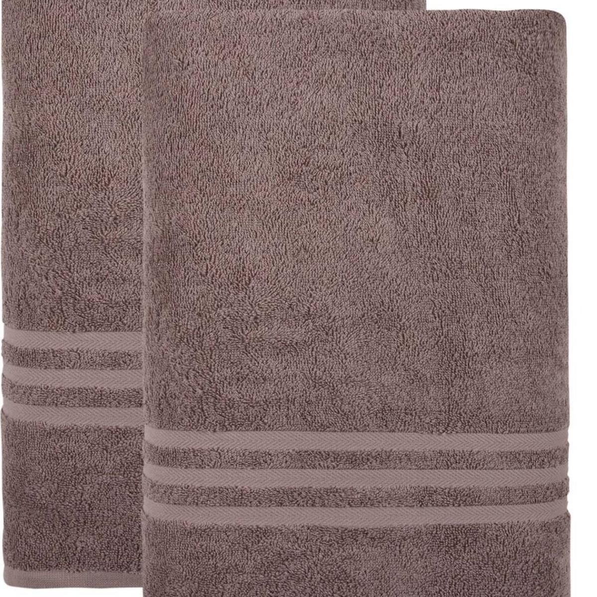 Set of Two Brown Turkish Cotton 35" X 66" Bath Sheet - HomeRoots - Flyclothing LLC