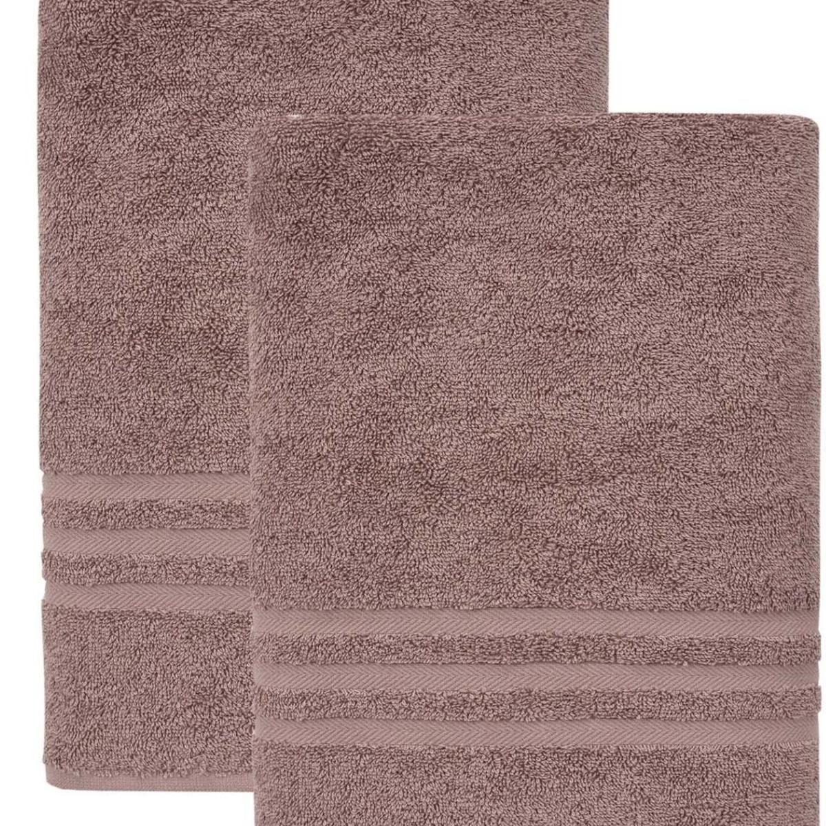 Set of Two Brown Turkish Cotton 27" X 54" Bath Towels - HomeRoots - Flyclothing LLC