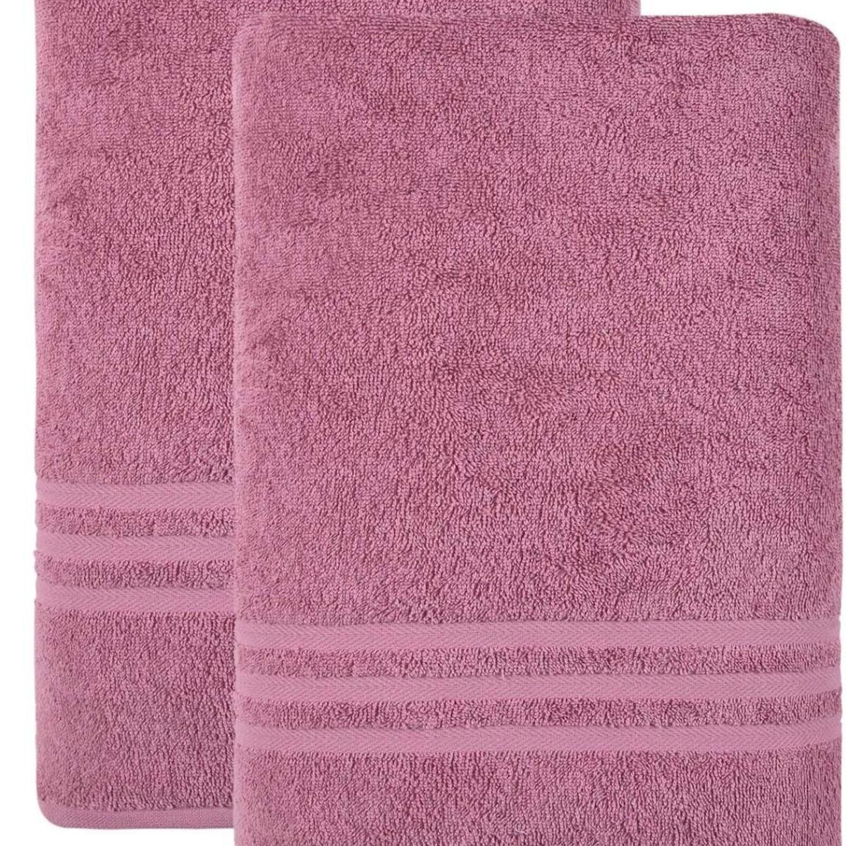 Set of Two Pink Turkish Cotton 35" X 66" Bath Sheet - HomeRoots - Flyclothing LLC