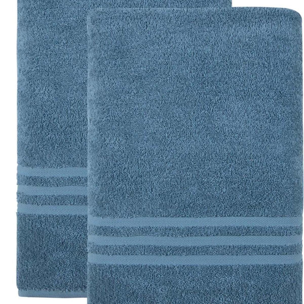 Set of Two Aqua Turkish Cotton 35" X 66" Bath Sheet - HomeRoots - Flyclothing LLC