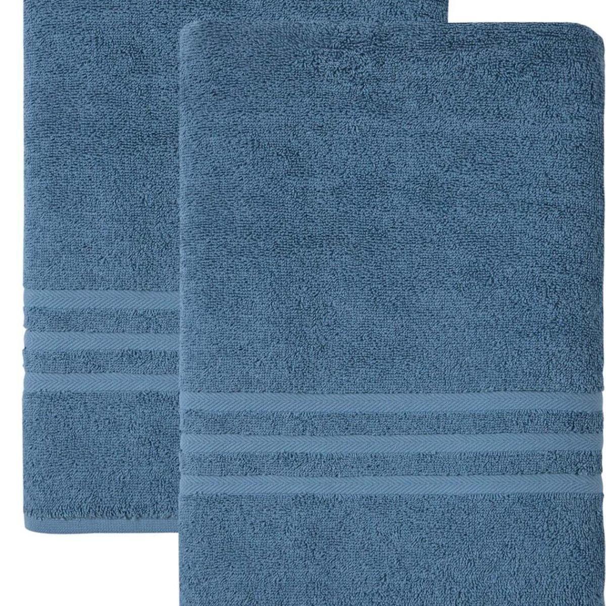 Set of Two Aqua Turkish Cotton 27" X 54" Bath Towels - HomeRoots - Flyclothing LLC