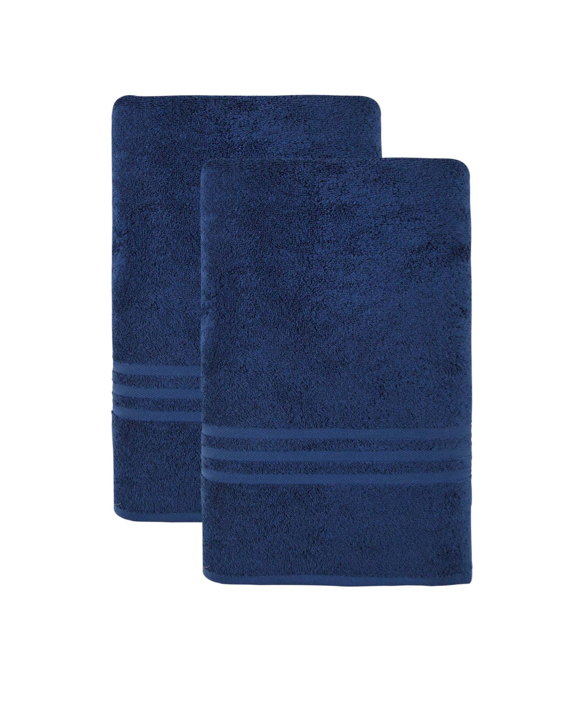 Set of Two Navy Blue Turkish Cotton 35" X 66" Bath Sheet - HomeRoots - Flyclothing LLC