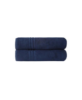 Set of Two Navy Blue Turkish Cotton 35" X 66" Bath Sheet - HomeRoots - Flyclothing LLC