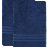 Set of Two Navy Blue Turkish Cotton 35" X 66" Bath Sheet - HomeRoots - Flyclothing LLC