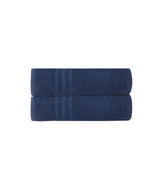 Set of Two Navy Blue Turkish Cotton 27" X 54" Bath Towels - HomeRoots - Flyclothing LLC