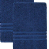 Set of Two Navy Blue Turkish Cotton 27" X 54" Bath Towels - HomeRoots - Flyclothing LLC