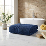 Set of Two Navy Blue Turkish Cotton 27" X 54" Bath Towels - HomeRoots - Flyclothing LLC