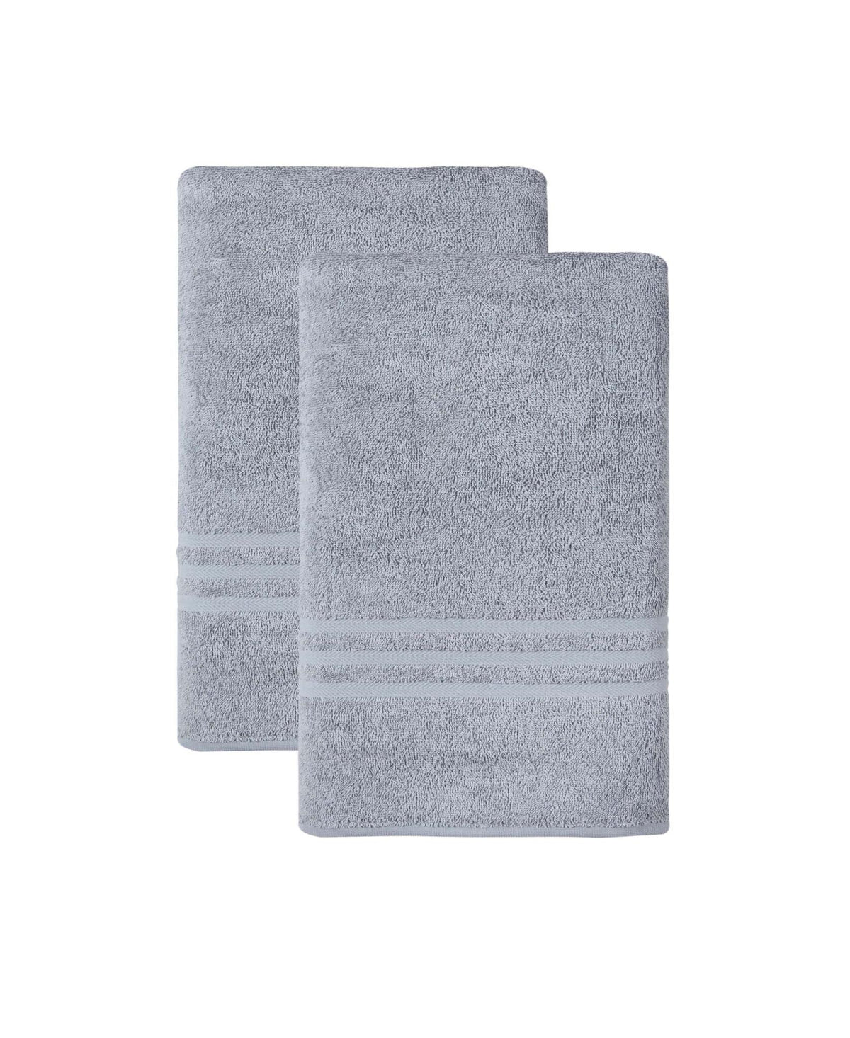 Set of Two Light Gray Turkish Cotton 35" X 66" Bath Sheet - HomeRoots - Flyclothing LLC