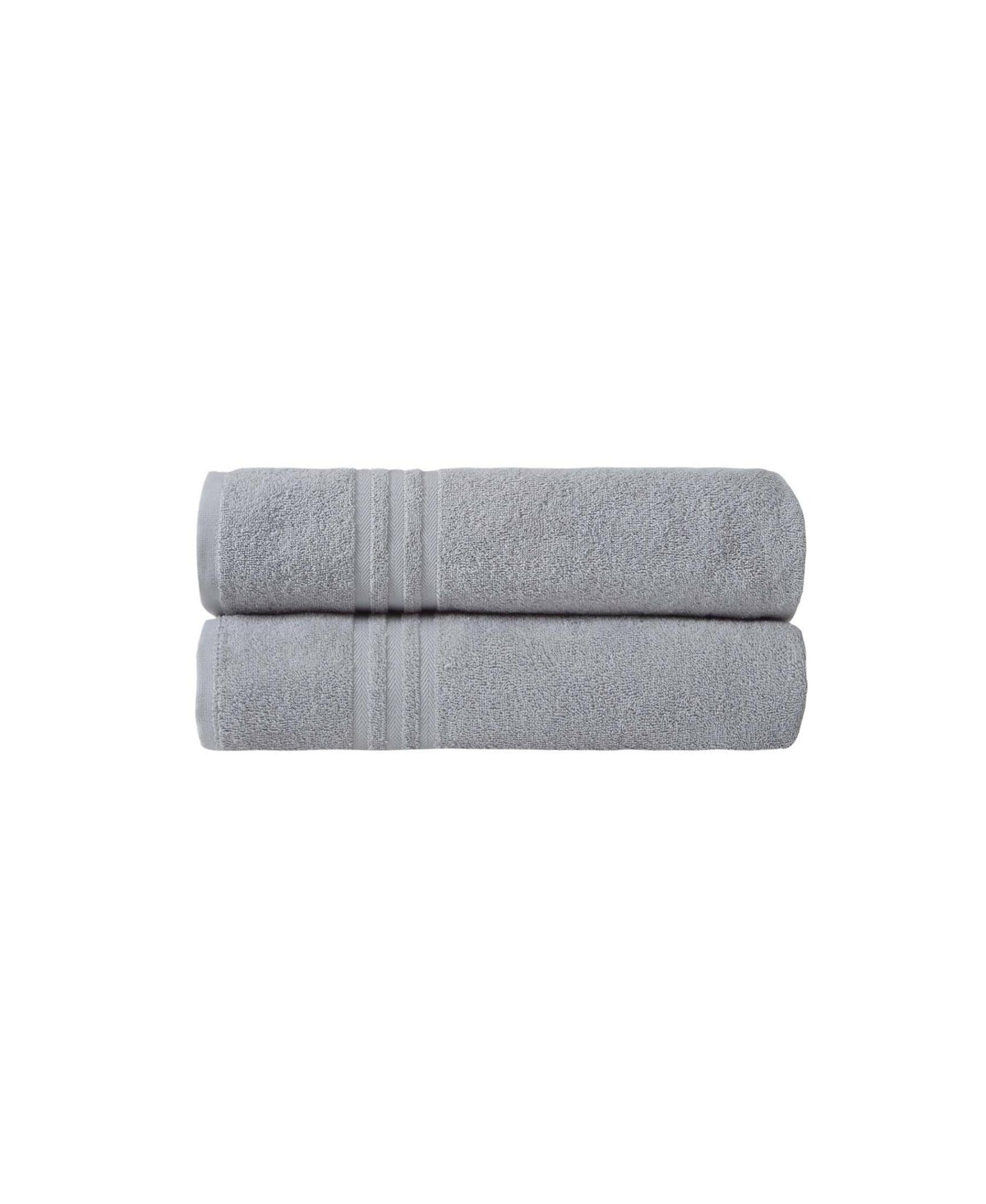 Set of Two Light Gray Turkish Cotton 35" X 66" Bath Sheet - HomeRoots - Flyclothing LLC