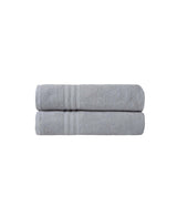 Set of Two Light Gray Turkish Cotton 35" X 66" Bath Sheet - HomeRoots - Flyclothing LLC