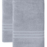 Set of Two Light Gray Turkish Cotton 35" X 66" Bath Sheet - HomeRoots - Flyclothing LLC
