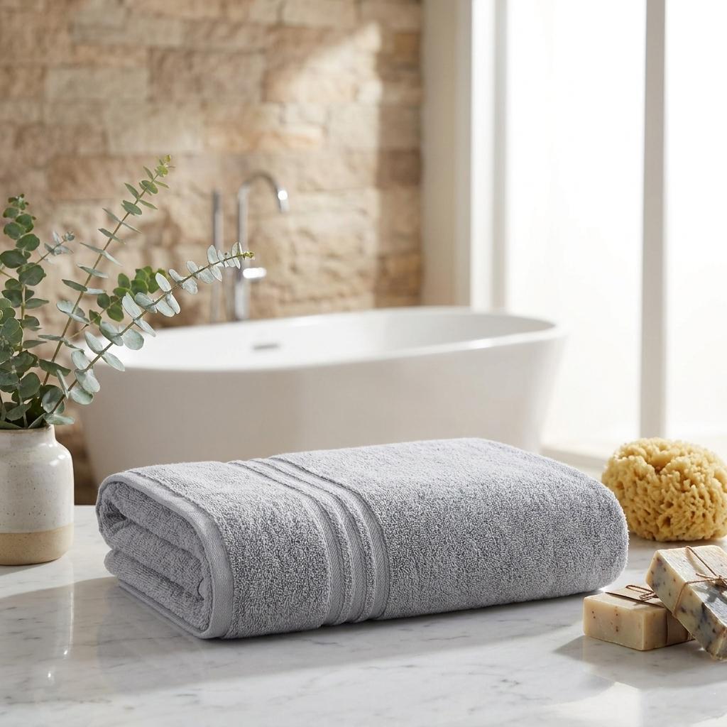 Set of Two Light Gray Turkish Cotton 35" X 66" Bath Sheet - HomeRoots - Flyclothing LLC