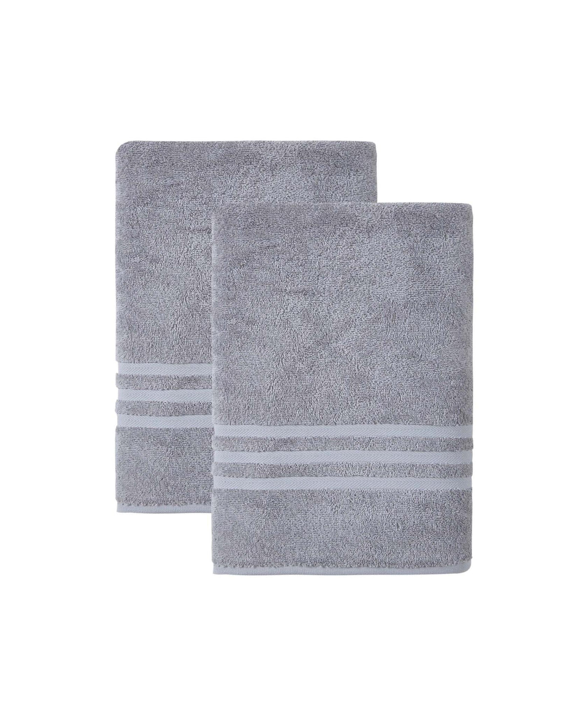 Set of Two Light Gray Turkish Cotton 27" X 54" Bath Towels - HomeRoots - Flyclothing LLC