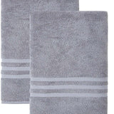 Set of Two Light Gray Turkish Cotton 27" X 54" Bath Towels - HomeRoots - Flyclothing LLC