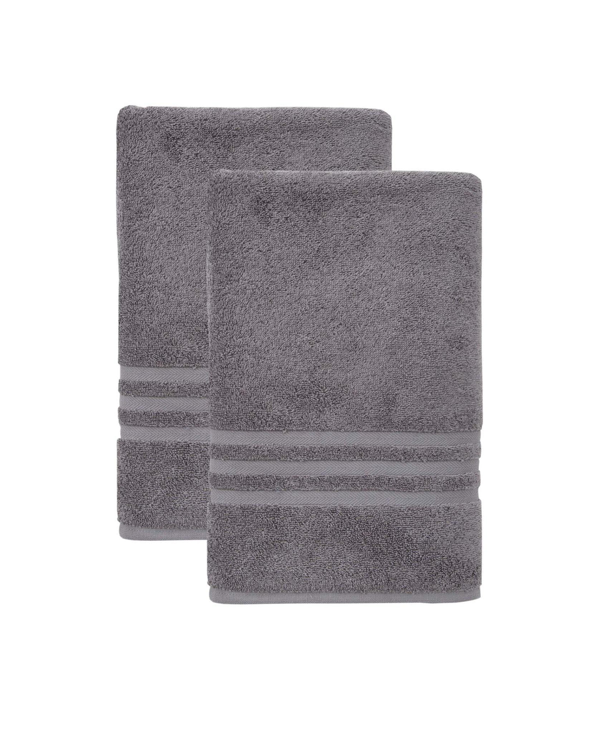 Set of Two Dark Gray Turkish Cotton 35" X 66" Bath Sheet - HomeRoots - Flyclothing LLC