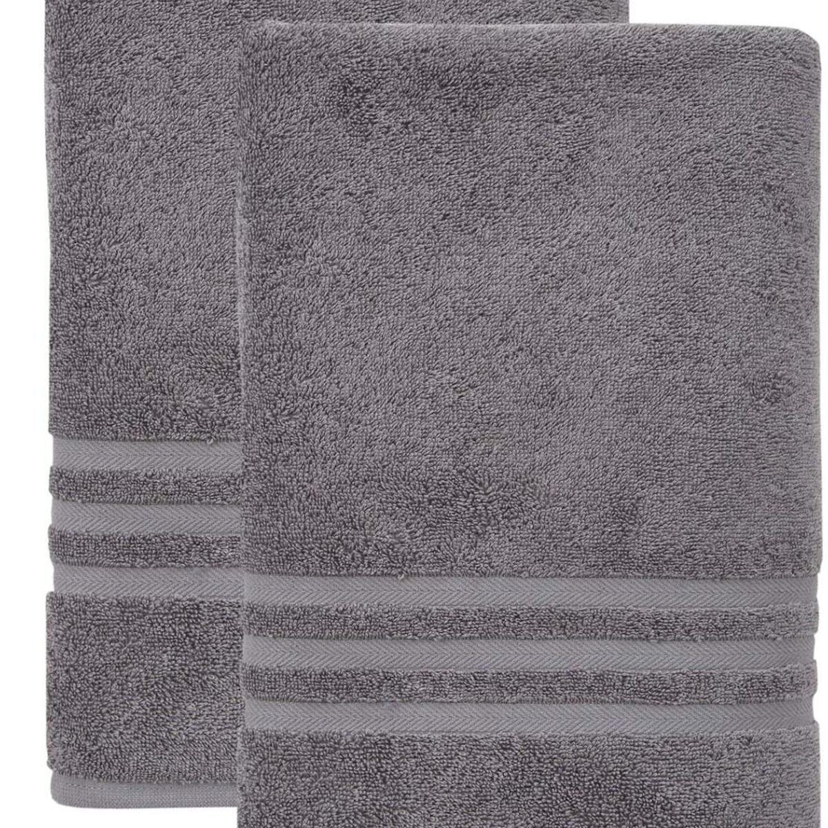 Set of Two Dark Gray Turkish Cotton 35" X 66" Bath Sheet - HomeRoots - Flyclothing LLC