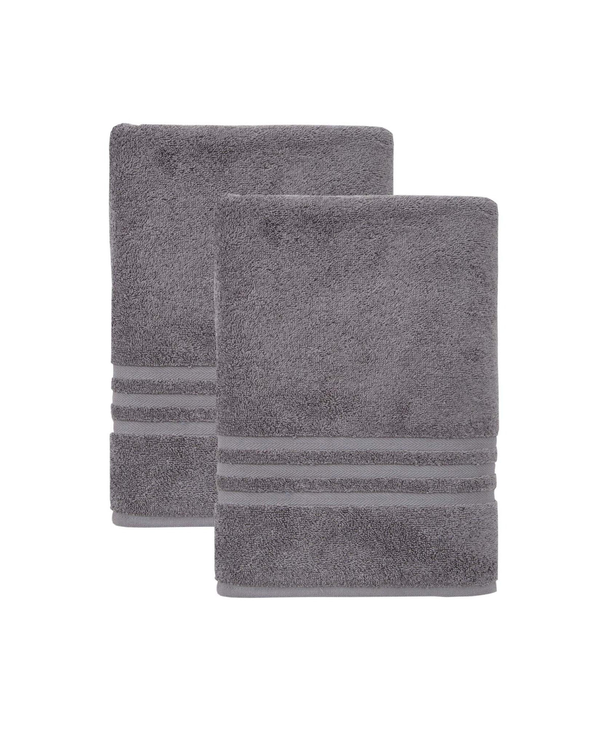 Set of Two Dark Gray Turkish Cotton 27" X 54" Bath Towels - HomeRoots - Flyclothing LLC