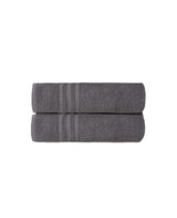Set of Two Dark Gray Turkish Cotton 27" X 54" Bath Towels - HomeRoots - Flyclothing LLC