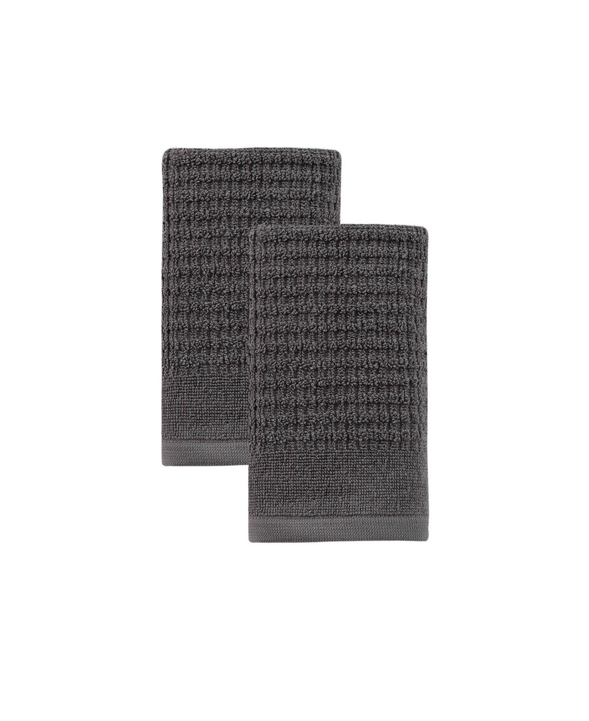 Set of Two Dark Gray Polka Dots Turkish Cotton 16" X 30" Hand Towels - HomeRoots - Flyclothing LLC