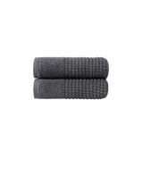 Set of Two Dark Gray Polka Dots Turkish Cotton 16" X 30" Hand Towels - HomeRoots - Flyclothing LLC