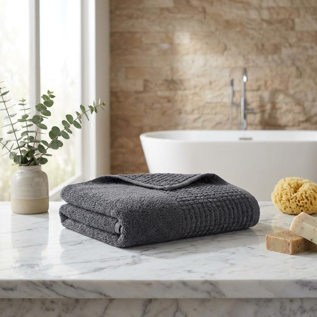 Set of Two Dark Gray Polka Dots Turkish Cotton 16" X 30" Hand Towels - HomeRoots - Flyclothing LLC
